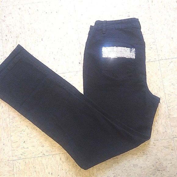 Nwt! Twiggy London Black Jeans with Sequined Pockets, Size 10 - Picture 3 of 14